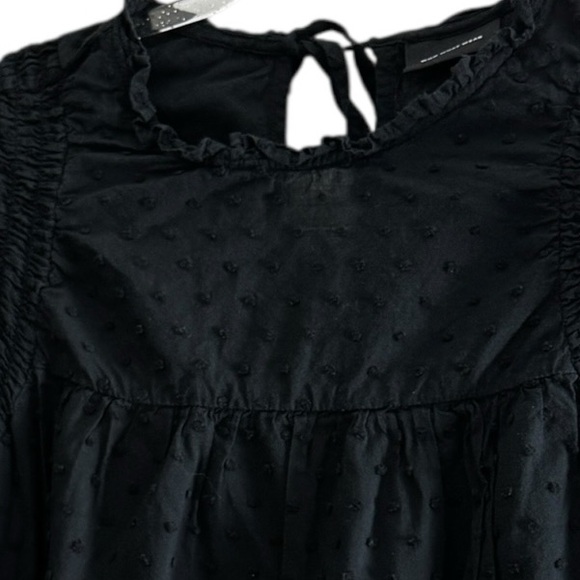 Who What Wear Black Ruffle Short Sleeve Back Tie MidiDress Size S - Picture 2 of 5